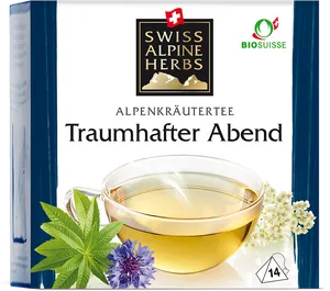 Swiss Alpine Herbs Tea Packaging PNG image