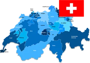Switzerland Cantons Mapwith Flag PNG image