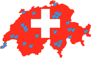 Switzerland Map Twitter Birds PNG image