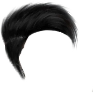 Swooping Black Hairstyle Illustration PNG image