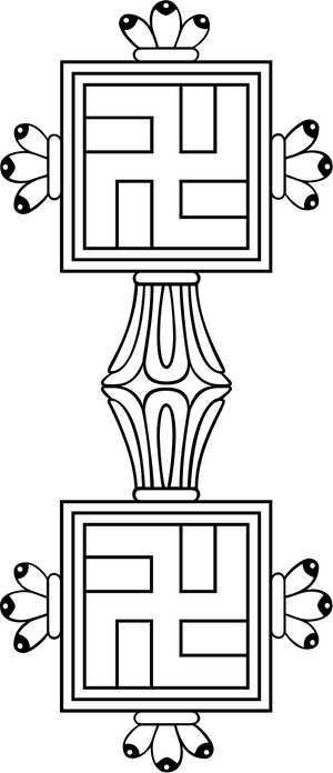 Symmetrical Geometric Lantern Coloring Page PNG