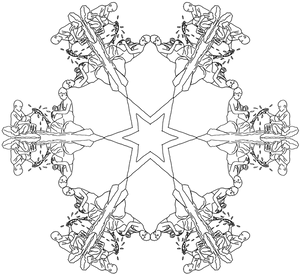 Symmetrical Musical Mandala Design PNG image