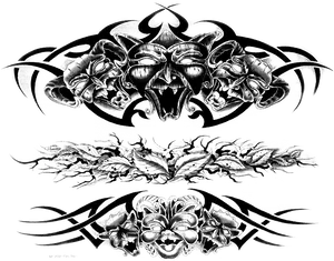 Symmetrical Tribal Demon Tattoo Design PNG image