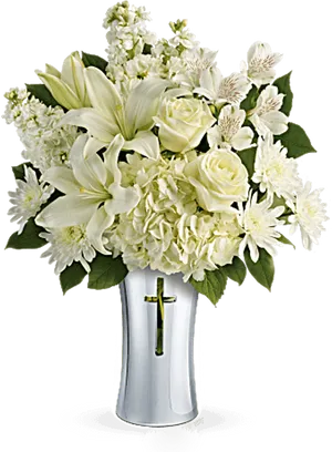 Sympathy Floral Arrangementin Ceramic Vase PNG image