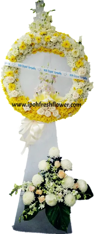 Sympathy Floral Wreath Stand PNG image