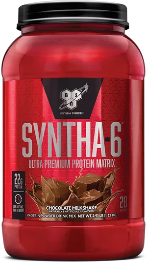 Syntha6 Protein Powder Chocolate Milkshake PNG image