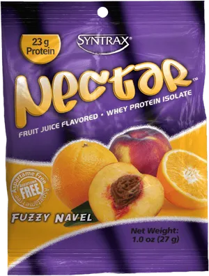 Syntrax Nectar Whey Protein Isolate Fuzzy Navel Flavor Packet PNG image