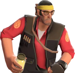 T F2 Engineer With Wrenchand Goggles PNG image