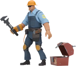 T F2 Engineer With Wrenchand Toolbox PNG image