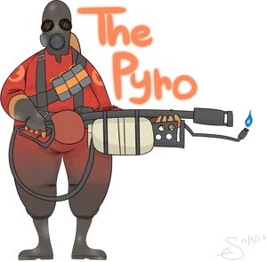 T F2 Pyro Character Artwork PNG image
