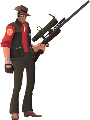 T F2 Sniper Character Pose PNG image