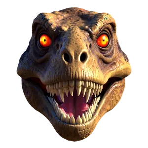 T Rex Head With Fiery Eyes PNG Bws