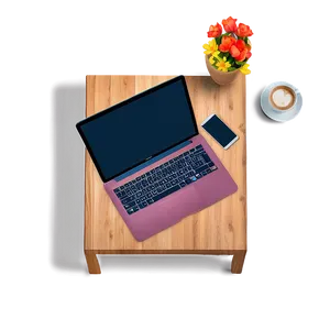 Table Top View With Laptop Png 06262024 PNG image