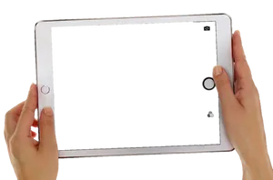 Tablet Mockup Held With Both Hands PNG image