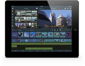 Tablet Video Editing App Interface PNG