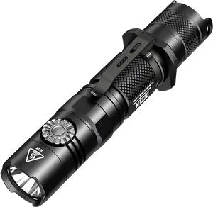 Tactical L E D Flashlight Black PNG image