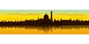 Taj Mahal Silhouette Sunset Reflection