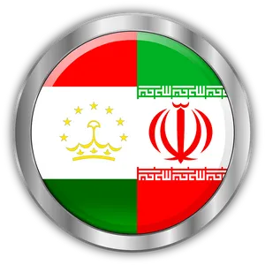 Tajikistan Iran Flag Button PNG image