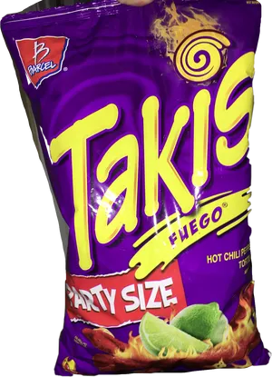 Takis Fuego Party Size Snack Bag PNG image