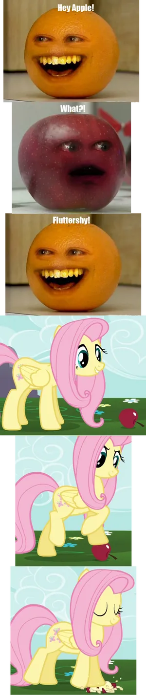 Talking Fruitsand Fluttershy Reaction PNG image