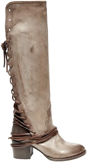 Tall Brown Leather Cowboy Boot PNG