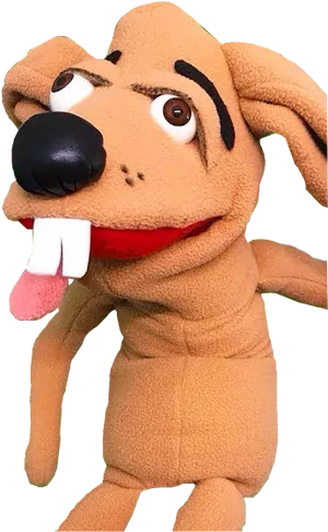 Tan Dog Puppet Sticking Out Tongue PNG image