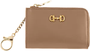 Tan Leather Walletwith Golden Chainand Clasp PNG image