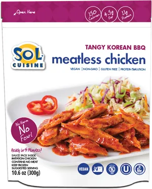 Tangy Korean B B Q Meatless Chicken Packaging PNG image