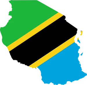 Tanzania Map Outlined With Flag Colors PNG image