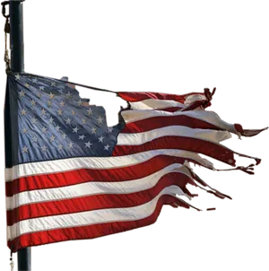 Tattered American Flagon Pole PNG image