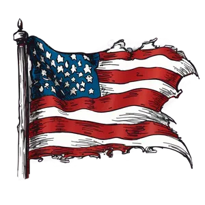 Tattered Flag Sketch PNG Jbl