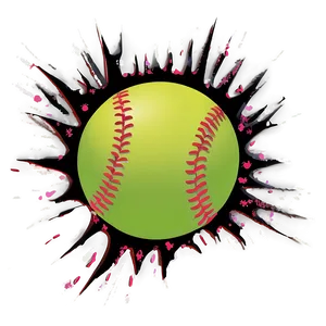 Tattered Softball Decoration Png 06292024 PNG image