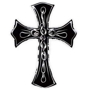 Tattoo Style Cross Outline PNG 06122024