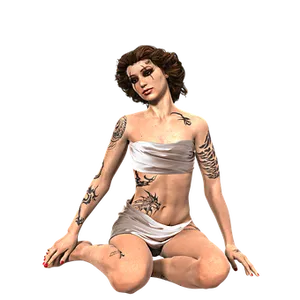 Tattooed Female3 D Model PNG image