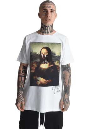 Tattooed Man Mona Lisa Shirt PNG image