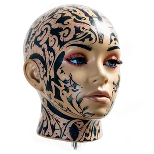 Tattooed Mannequin Head Design Png Kka61 PNG image