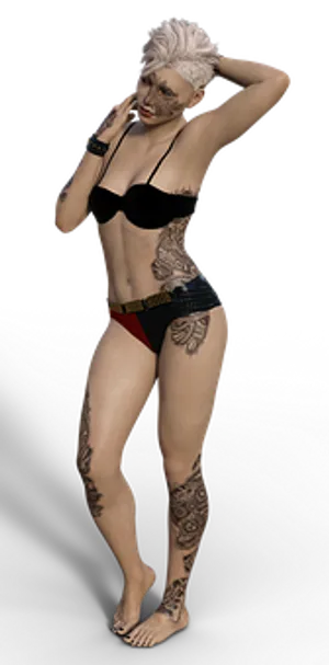 Tattooed Woman Posingin Underwear