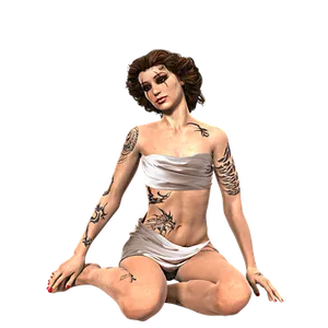 Tattooed Woman Sitting Pose