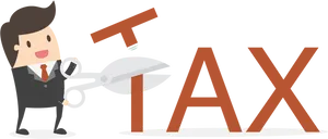 Tax Cut Cartoon Concept PNG image