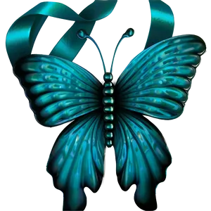 Teal Ribbon With Butterfly Detail PNG 12
