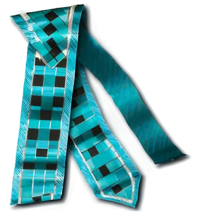 Teal Ribbon With Checkered Pattern PNG 35 PNG