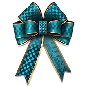 Teal Ribbon With Checkered Pattern PNG Peg90 PNG