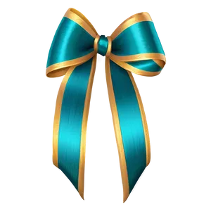 Teal Ribbon With Gold Trim PNG 06282024