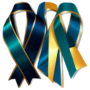 Teal Ribbon With Gold Trim PNG Odu1