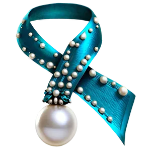 Teal Ribbon With Pearl Accents PNG 59