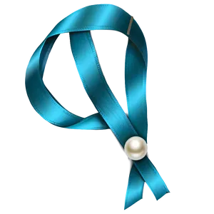 Teal Ribbon With Pearl Accents PNG Vig PNG