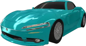 Teal Sports Car3 D Model PNG image