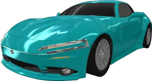 Teal Sports Car3 D Model