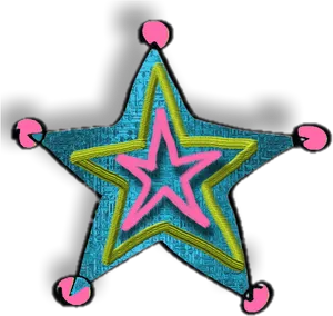 Teal Textured Starwith Pink Outline PNG image