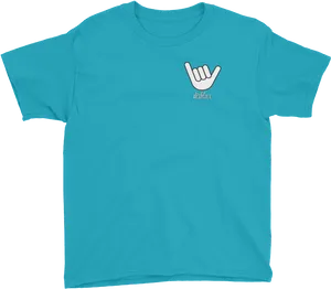 Teal Tshirt Hand Sign Graphic PNG image